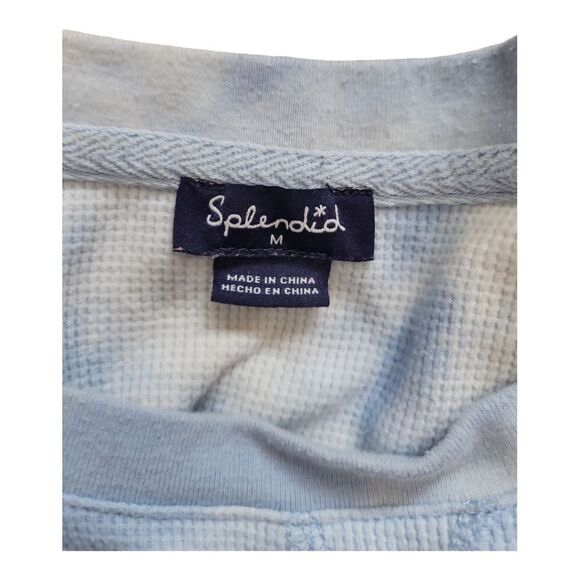 Splendid Sky Blue Tie Dye Cropped Thermal Top Size M - Picture 5 of 5